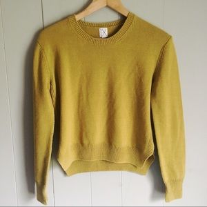 REGNAX Mustard Side Slit Hipster Crew Neck Sweater